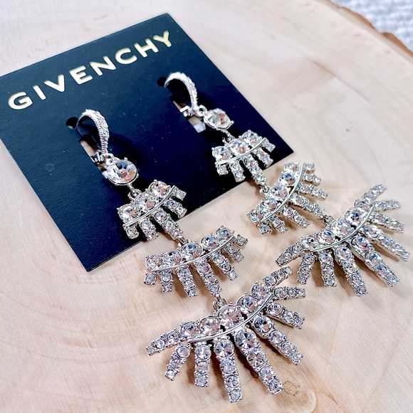 Givenchy Silver Crystal Tiered Chandelier Earrings - Picture 4 of 12